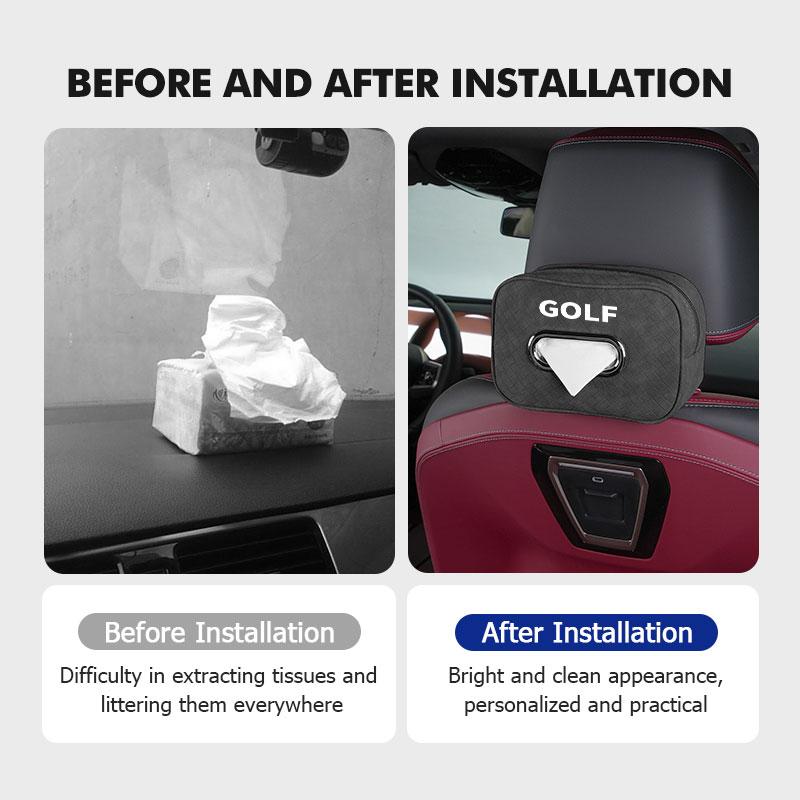 137Car Tissue Box Checkered Napkin Paper Storage Bag Organizer For Volkswagen VW Golf Jetta Passat mk4 mk5 mk6 CC B5 B6 B7 Golf