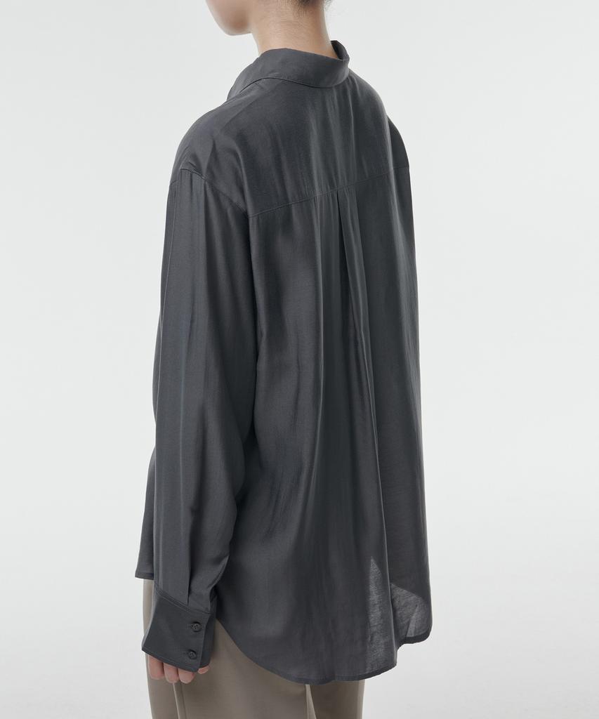 MUSINSA STANDARD WOMAN Women'S Relaxed Satin Shirt [Dark Grey]