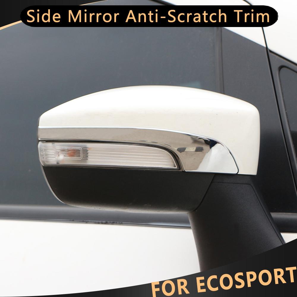 2Pcs Chrome Car Rearview Mirror Side Mirror Anti-Scratch Trim Sticker Cover Strip for Ford Ecosport 2013 -