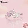 Bamoer, стерлинговое серебро 925 пробы, фиолетовое, пурпурное, эмаль, кольцо с бабочкой, цвет, сменное кольцо с цветком для женщин, ювелирные изделия для вечеринок