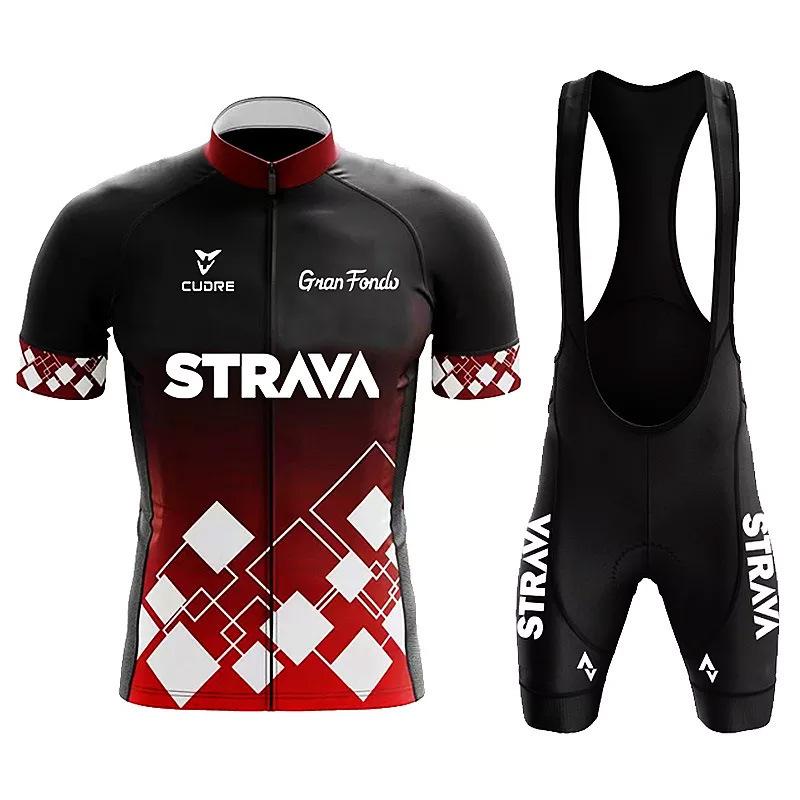 Командный костюм для велоспорта Новый костюм Strava с коротким рукавом Впитывающий пот и влагу Гоночный костюм для велоспорта