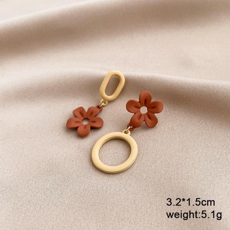 New Fashion Flower Hanging Earrings for Women Pink White Translucent Petals Crystal Imitation Pearl Female Dangle Earrings