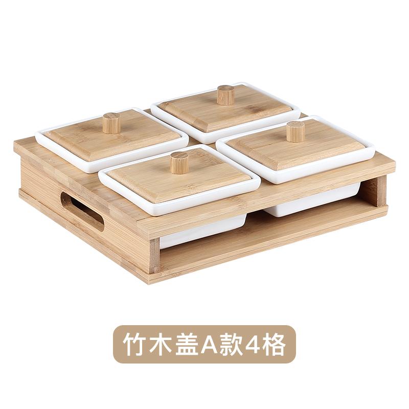 Белая керамическая тарелка для закусок Поднос для закусок Деревянная крышка Стеклянная крышка Деревянные поддоны Набор тарелок для закусок Сухофрукты Фруктовая чаша Поднос для конфет