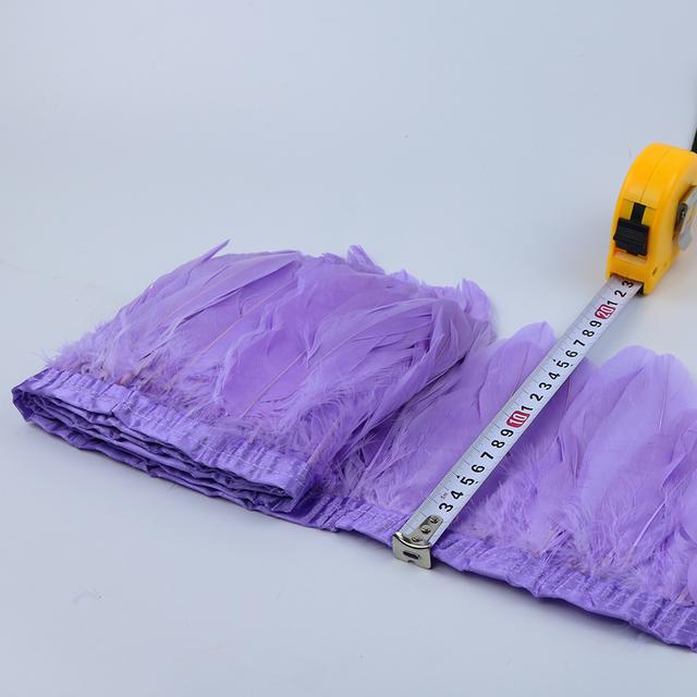 1 Метр Окрашенная Отделка из Гусиного Пера Золотого Цвета для DIY Поделок Вечернее Свадебное Платье Карнавальная Лента Декор для Одежды Плюмаж Аксессуары 15-20см