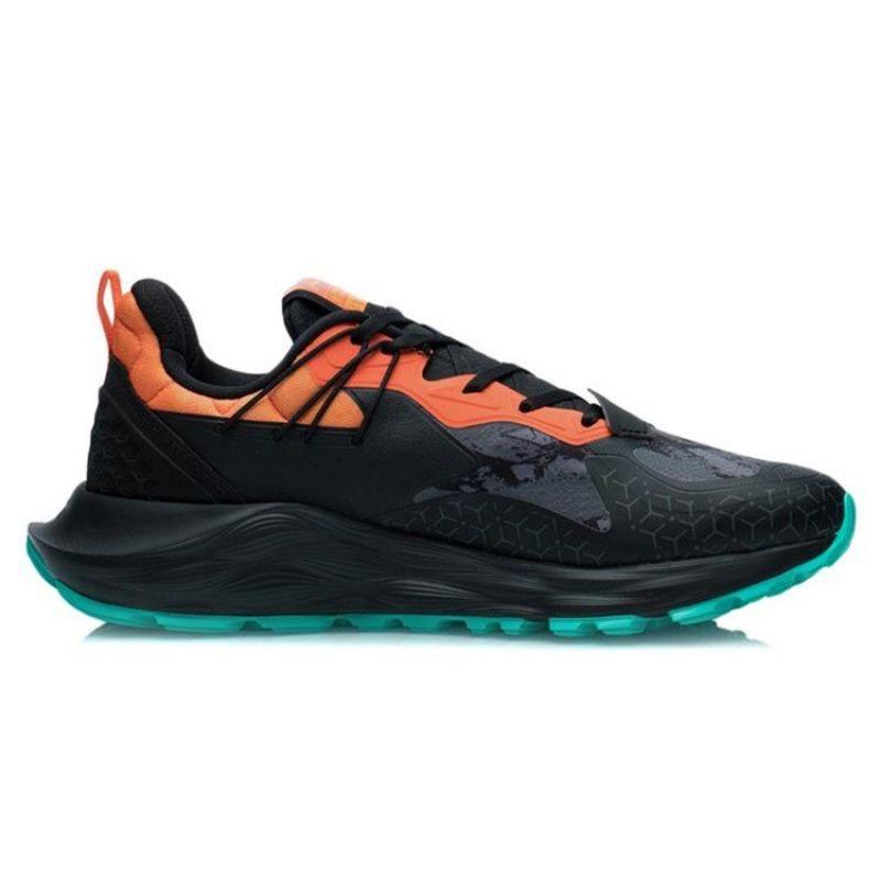 LiNing Protection Cloud PLUS Men Lightweight Low Top Running Shoes Black Orange AGLR231-4
