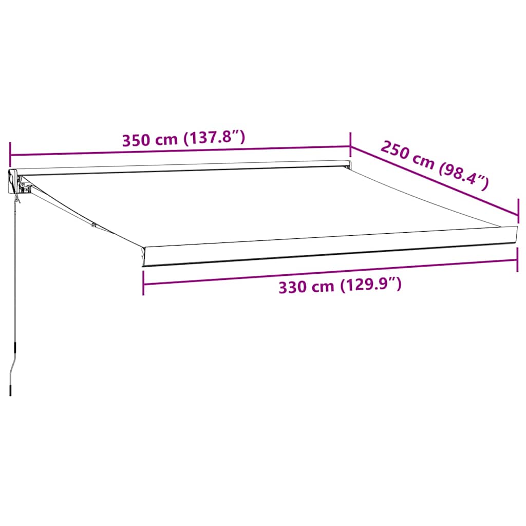 Retractable Awning Anthracite & White 3.5x2.5 m Fabric & Aluminum