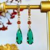 Великолепные серьги-подвески золотого цвета с инкрустацией зелеными и красными камнями для женщин, модные для вечеринки, помолвки, свадьбы, ювелирные изделия