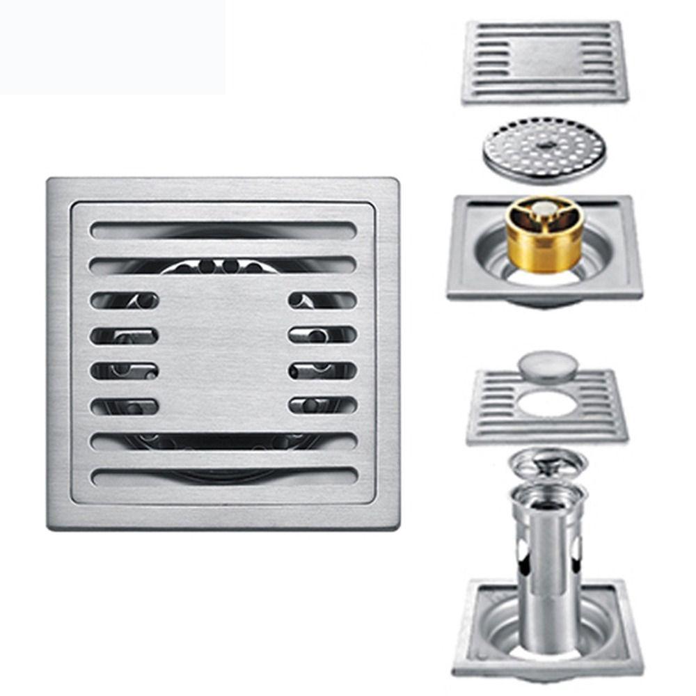 Stainless Steel Floor Drain Square Floor Cover Anti-odor Filter Core Shower