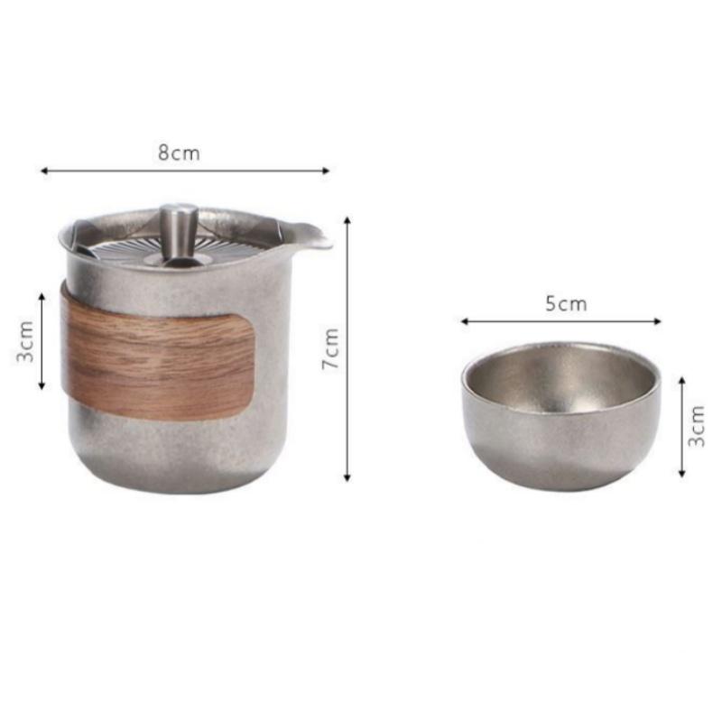 200ml Pure Titanium Tea Infuser Set Lightweight Antibacterial Tea Set for Home Use Outdoor Camping Traveling Business Gifts