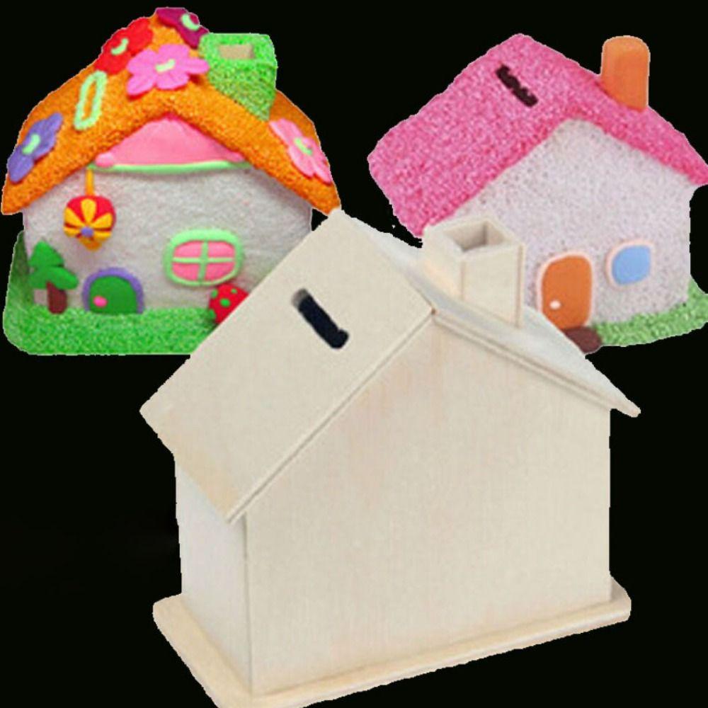 Unfinished DIY Painted Storage Jar DIY White Embryo House Mold Small House Piggy Bank Home Decor