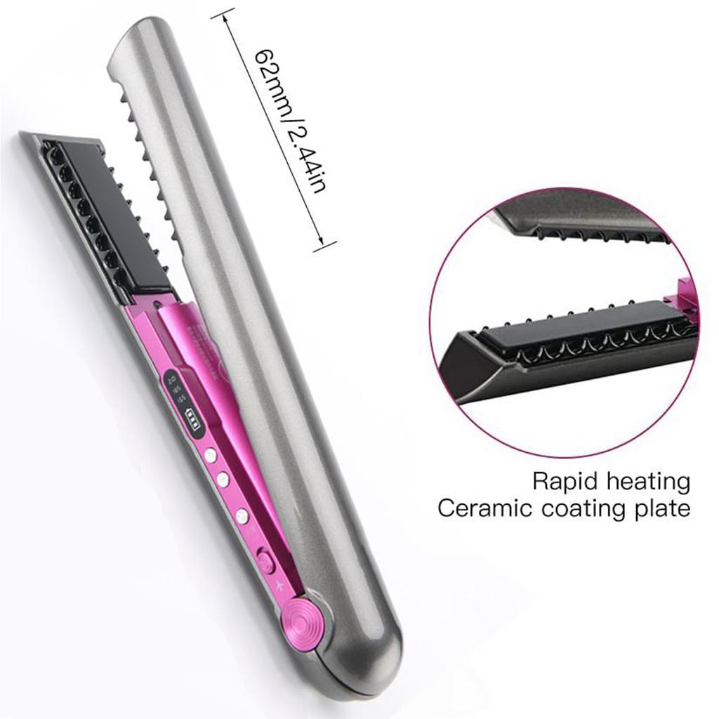 Flat Iron Mini 2 IN 1 Roller USB 4800mah Wireless Hair Straightener with Charging Base Portable Cordless Curler Dry and Wet Uses