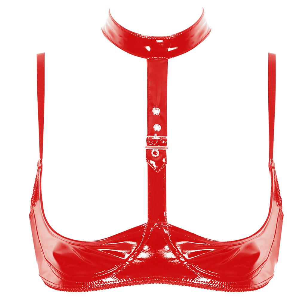 Женский беспроводной бюстгальтер из лакированной кожи, регулируемый бюстгальтер пуш-ап, топы, женское нижнее белье без косточек без косточек