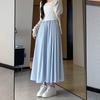 2025 Новая летняя юбка с высокой талией, женская юбка-зонтик А-силуэта, длинная плиссированная юбка, абрикосовая юбка Yamamoto