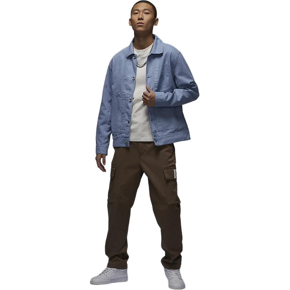Jordan Essentials Solid Color Polo Casual Jacket Pushed Jacket Men Jackets Blue Grey FN4528-436