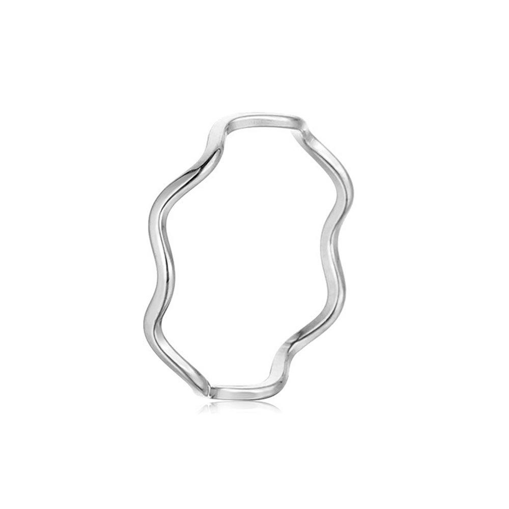 Temperament trendy V-shaped love stainless steel ring women's fashion niche cold wind couple glossy plain ring