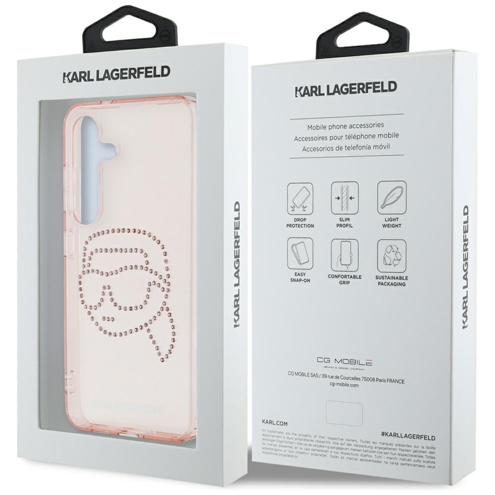 Чехол Karl Lagerfeld Rhinestones K. Головной Логотип Для Samsung Galaxy S25 Розовый