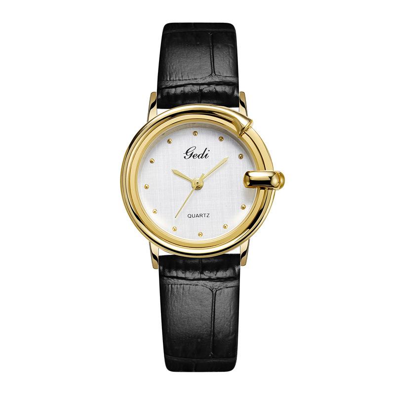 Light luxury leather quartz watch niche high-end cloth watch women's high-end small medieval watch