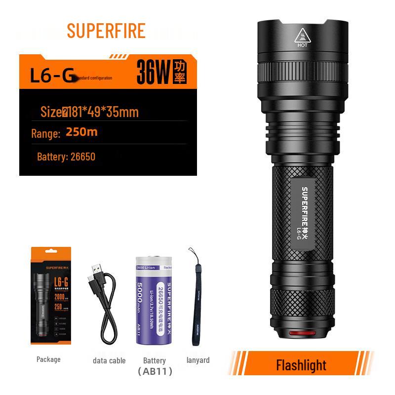 SupFire L6-XPE Outdoor Rechargeable Flashlight