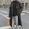 Men's Hong Kong Style Double-Breasted Mid-Length Windbreaker - Handsome Fit, Over-the-Knee Cape, Loose BF Jacket for Spring and Autumn