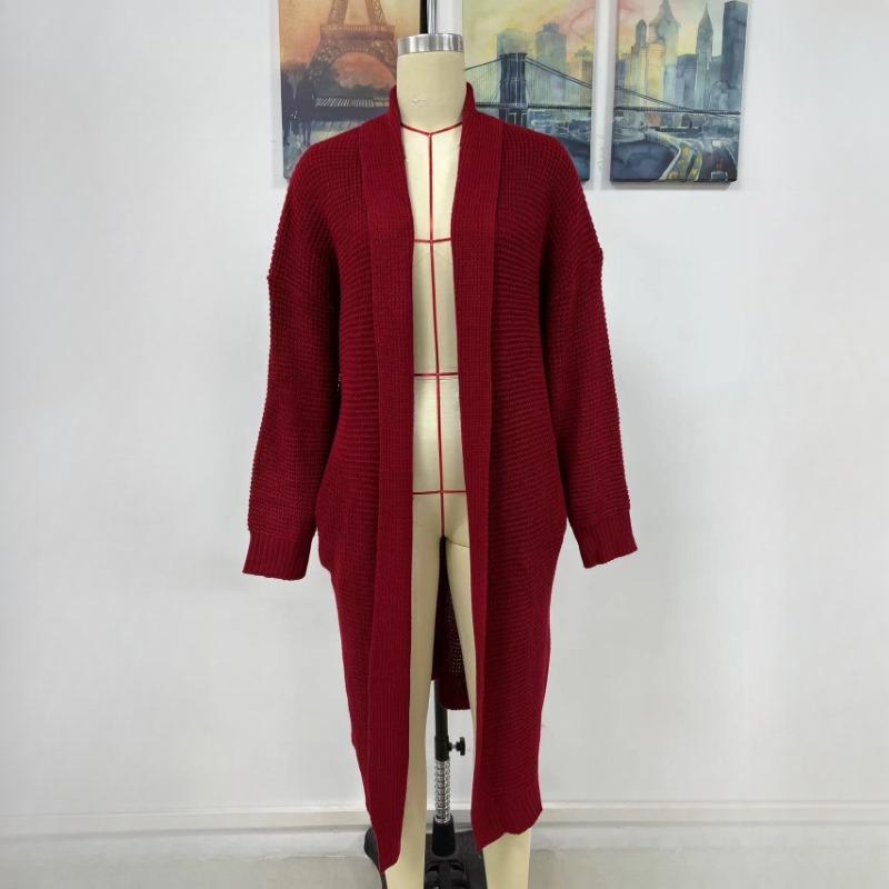 IHUASU Autumn and Winter Women's Knitted Cardigan Loose Solid Colour Jumper