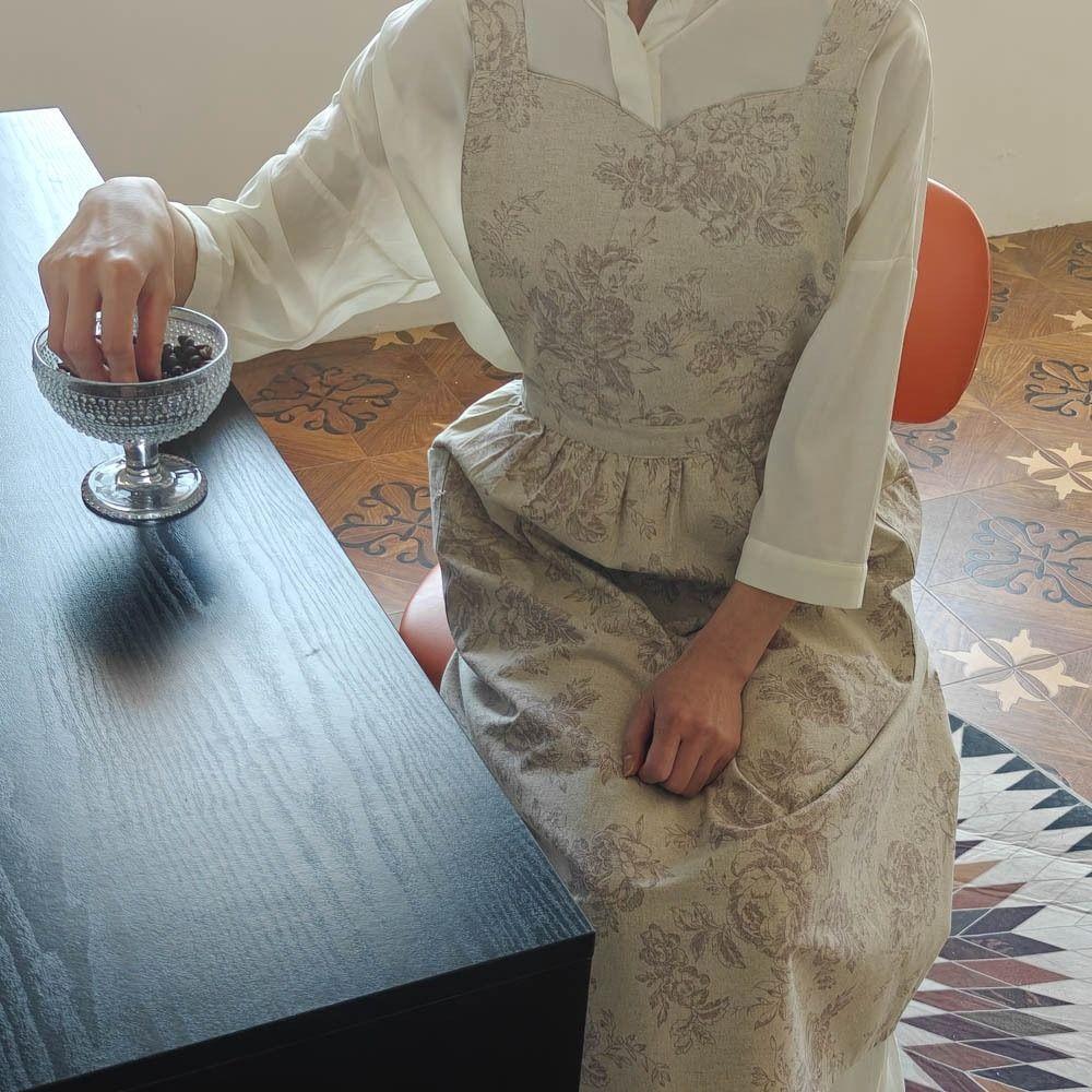 Элегантный кухонный фартук с карманами Фартук для готовки Портативный водоотталкивающий фартук Женский