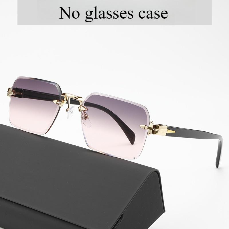 Новые квадратные безободковые солнцезащитные очки Уличный стиль Модные Универсальные очки с обрезкой края Унисекс Аксессуары