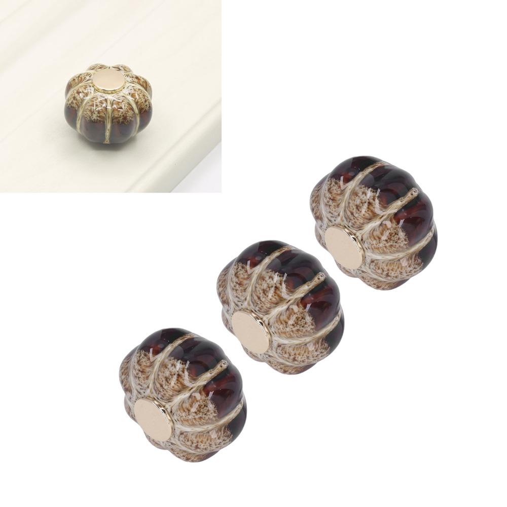 3pcs Easy Install Pumpkin Door Pulls Gold Pumpkin Pull Handles Pumpkin Cabinet Knobs Drawer