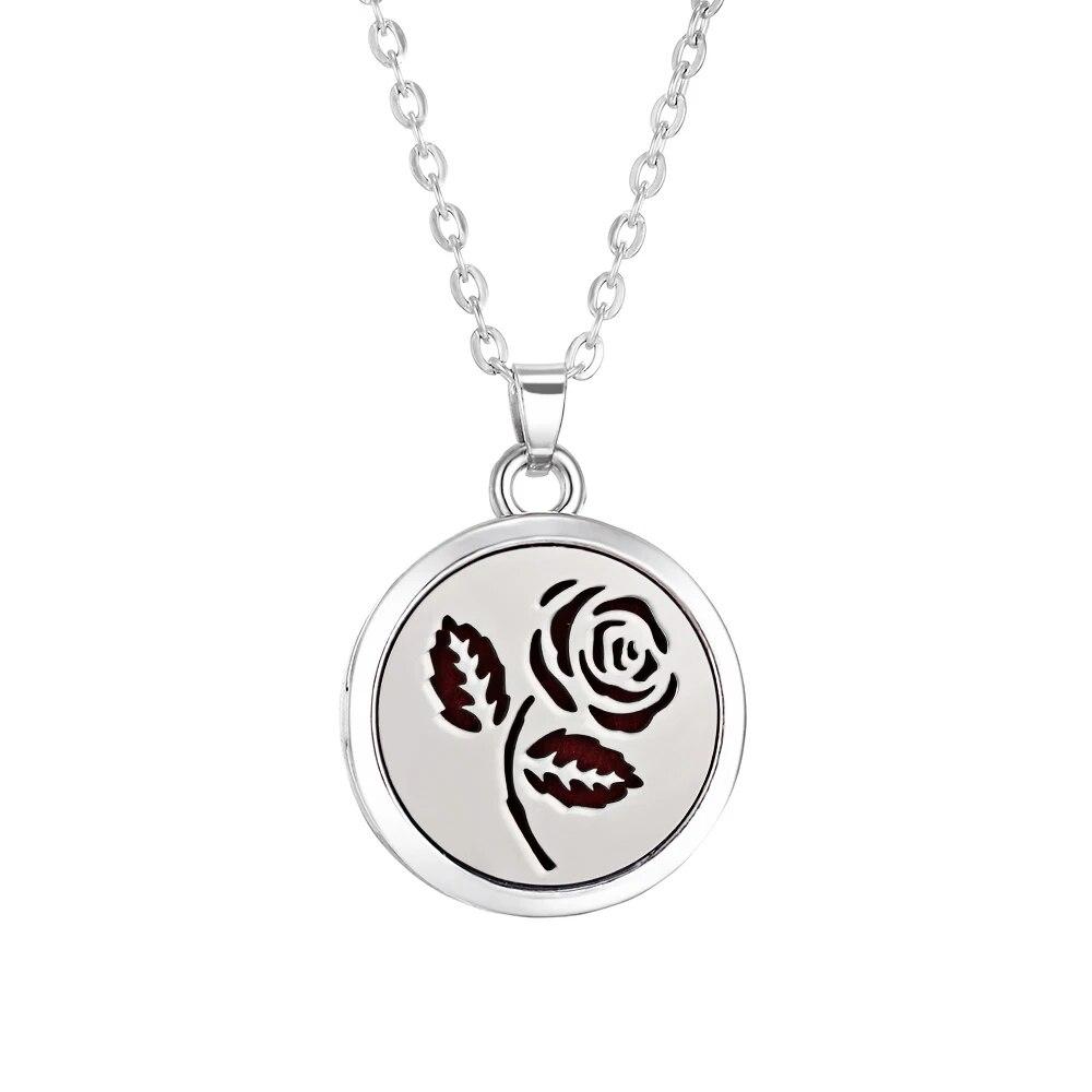 Tree of Life Alloy Stainless Steel Locket Pendant Aroma Diffuser Necklace