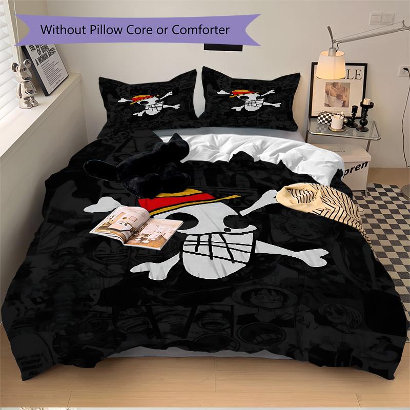 3pcs bedding set ONE PIECE Skull Includes 1 Comforter + 2 Pillowcases, Without Pillow Inserts, Soft Comfortable, Lightweight Breathable, Pri