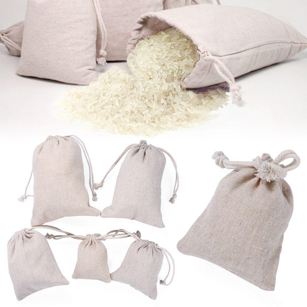 Льняной мешок для хранения продуктов, джутовые подарочные пакеты, мешочек на шнурке, органайзер для конфет, свадебный подарок