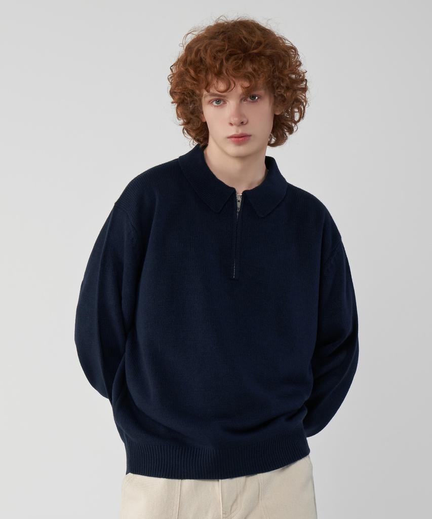 UNTAPPED STUDIO [2Pack] Oversized Half-Zip Collar Hacci Knit 5 Colors