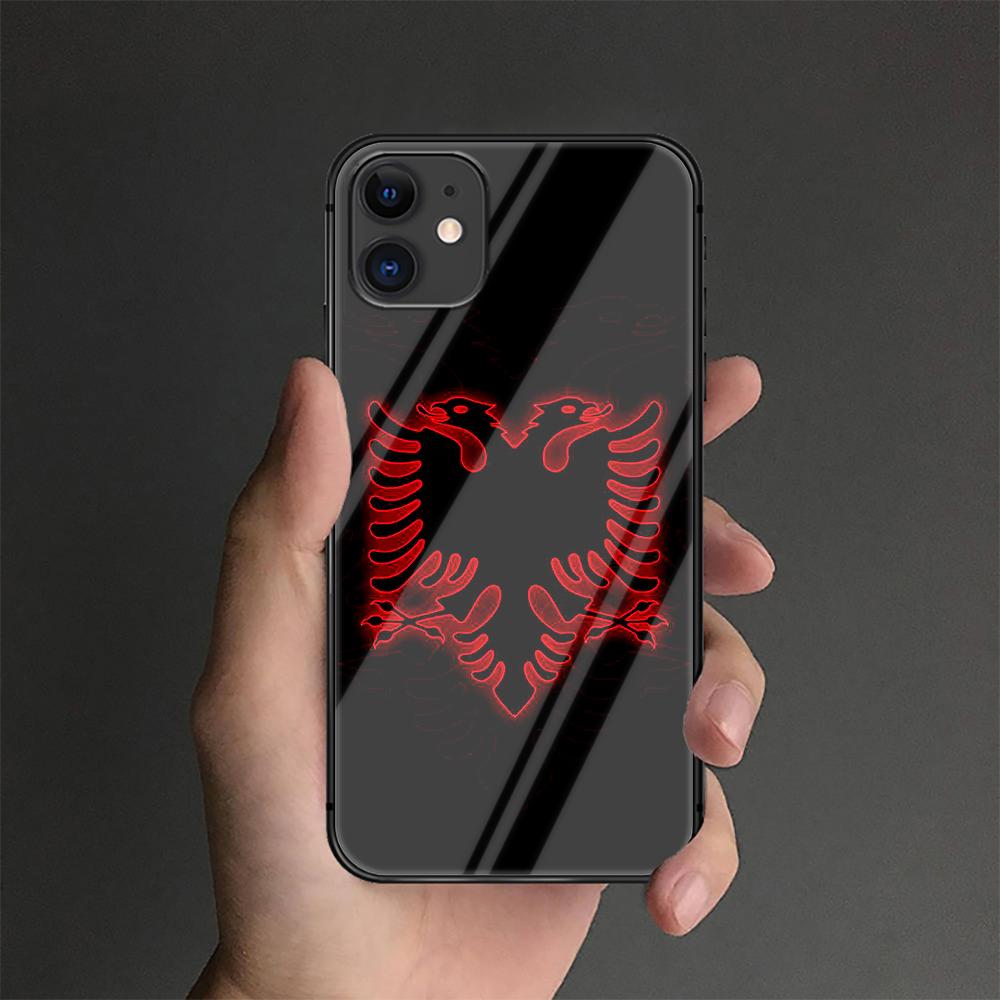 Чехол для телефона из закаленного стекла с флагом Албании для iPhone Samsung Galaxy Redmi Xiaomi Note S A 16 15 14 13 12 11 21 22 23 53 54 Pro Plus Ultra Силиконовая крышка
