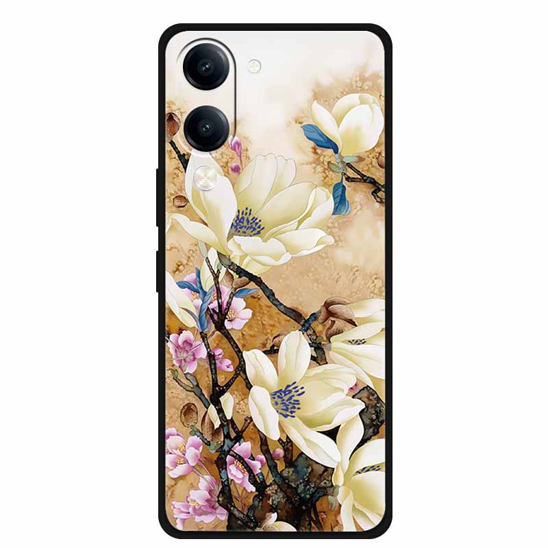 Cartoon Relief Cover For Vivo Y04 V2430 Y37C Y29S V2446 Funda 3D Red Flower Soft Silicone TPU Phone Case Y29T Y19sGT Bumper Capa