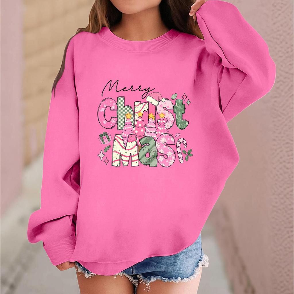 Children's Fashionable Casual Long-sleeved Loose Christmas Print Pullover Sweatshirt