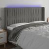 VidaXL LED Headboard Bedroom Furniture Double Bed Accessory Head of Bed Frame Interior Light Grey 3124346