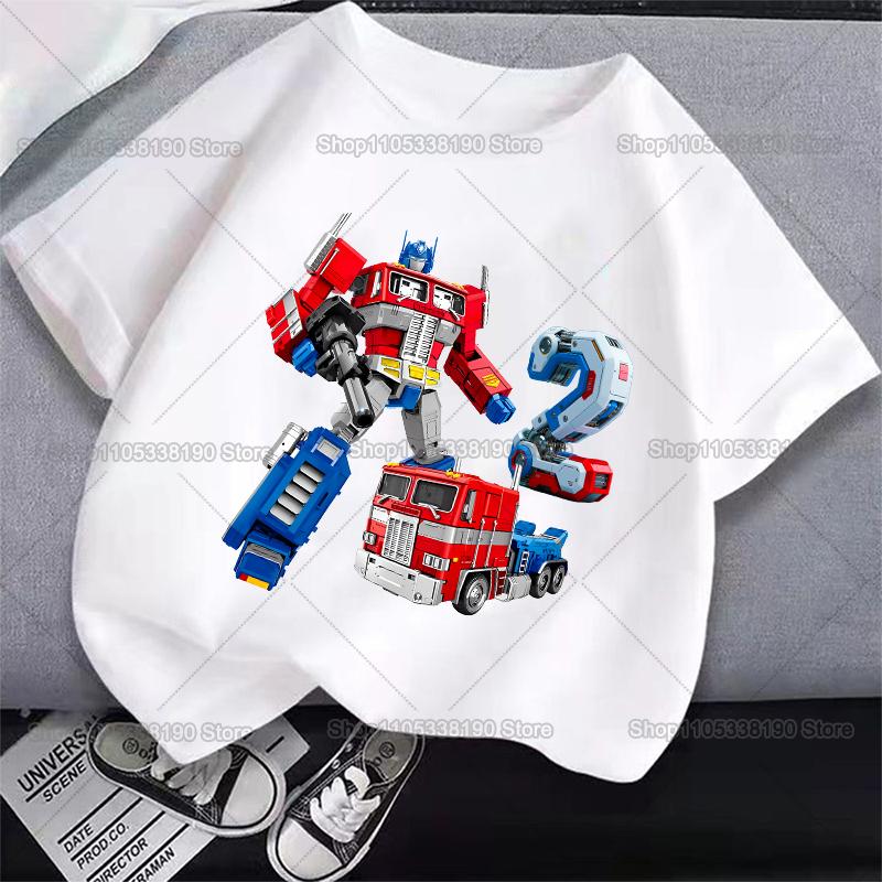 Optimus Prime Children Birthday Number T Shirt Transformers Clothes Party Cartoon Print Boys TShirt Short Sleeve Tops Tee Gift