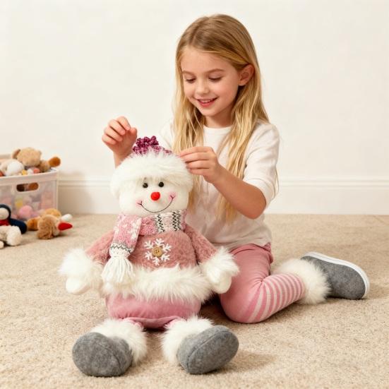 Длинноногая рождественская плюшевая кукла, стоящий снеговик, Санта-Клаус, рождественская кукла с выдвижными ногами для украшения дома и каминной полки