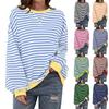 Spring Autumn Striped Color Blocking Long Sleeve O-Neck Pullover Oversized Loose Sweatshirts Basis Tops Casual Women's T-shirts