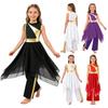 Girls Metallic Patchwork Sleeveless Dress Lyrical Dance Outfit Wide Leg Pants