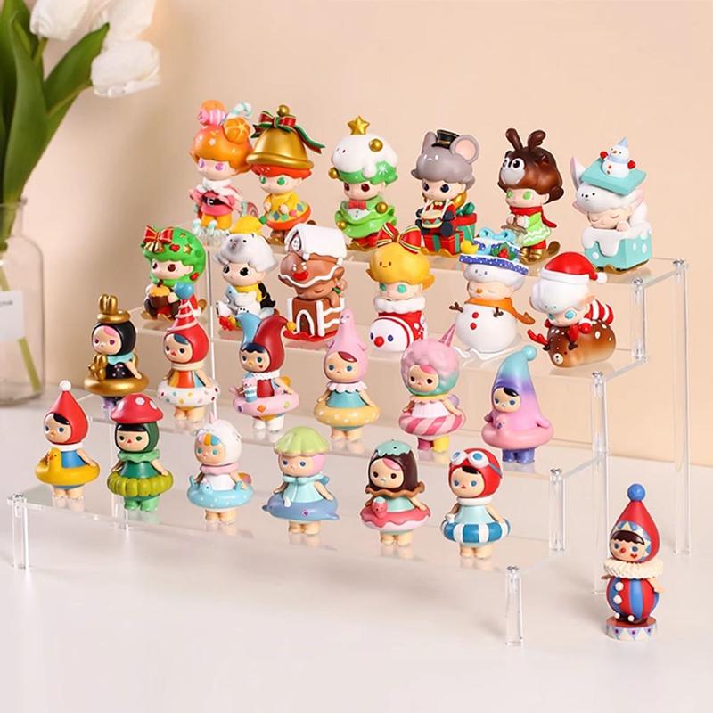 1-4 Tier Multilayer Acrylic Display Stand Sturdy Figure Stand For Cupcake Anime Figurine Blind Box Collectible Showcase JYSNJ06