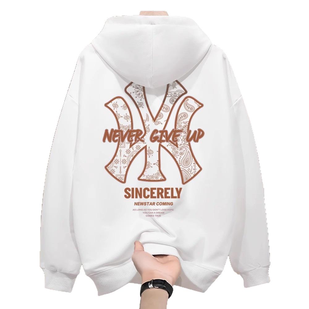 Ретро-худи NASA для мужчин - Толстое, с флисовой подкладкой, осенне-зимний стиль, с принтом на спине