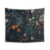 Dark Wildflowers Tapestry Orange Flowers Wall Hanging Cottagecore Wall Cloth Vintage Aesthetic Cloth Hanging Cozy Wall Decor Floral