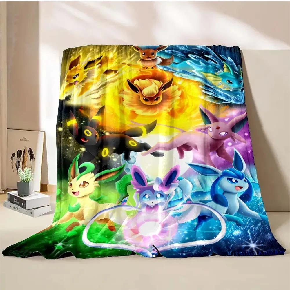 Low Stock! Pokemon Eeveelution Queen Blanket - Soft Cozy Blanket for Couch, Sofa, or Bed, Office Travel Camping Holiday Gifts