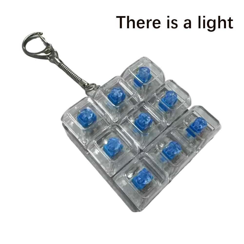 Fidget Keychain Nine Button Press Key Toy Light Up Keychains Stress Relief Keyboard for Kid Bag Keys Decoration Gift Accessory