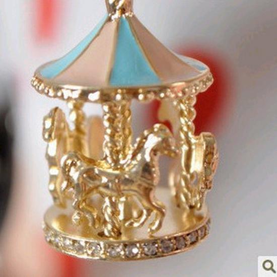 Корейское Стильное Длинное Колье-Карусель с Каплями Масла для Женщин – Элегантная Цепочка для Свитера