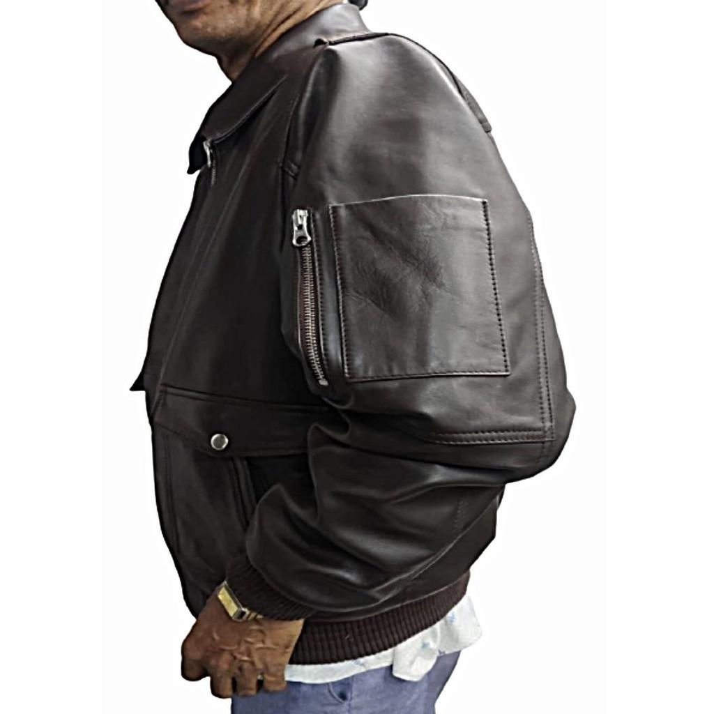 Мужская темно-коричневая кожа из овечьей кожи, куртка-бомбер, байкерская куртка, полная застежка-молния на Хэллоуин, стильная мужская куртка, подарок ко Дню отца, армейская мужская куртка