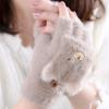 1Pair Cold Proof Half Finger Gloves Cartoon Bear Winter Warm Gloves Lovely Fingerless Gloves  Girls