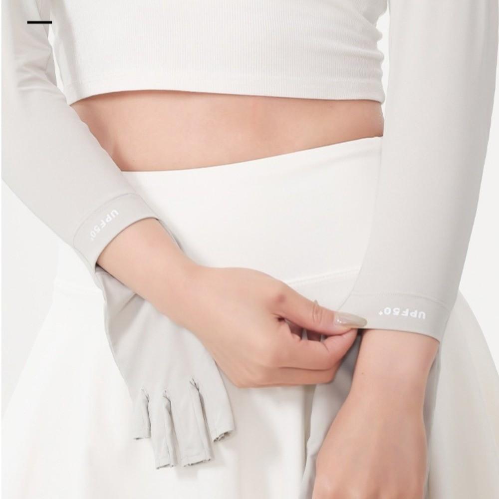 Solid Color Ice Silk Arm Sleeve Sun Protection Summer Arm Cover Women's Gloves Long Sleeve  Men