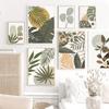 Abstract Wall Art Canvas Painting Prints Monstera Bamboo Leaf Plant Nordic Boho Posters Wall Pictures For Home Living Room Decor