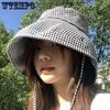 Summer Women's Sunshade Hat Sun Face Covering Fashion Thousand Bird Plaid Sunscreen Fisherman Hat